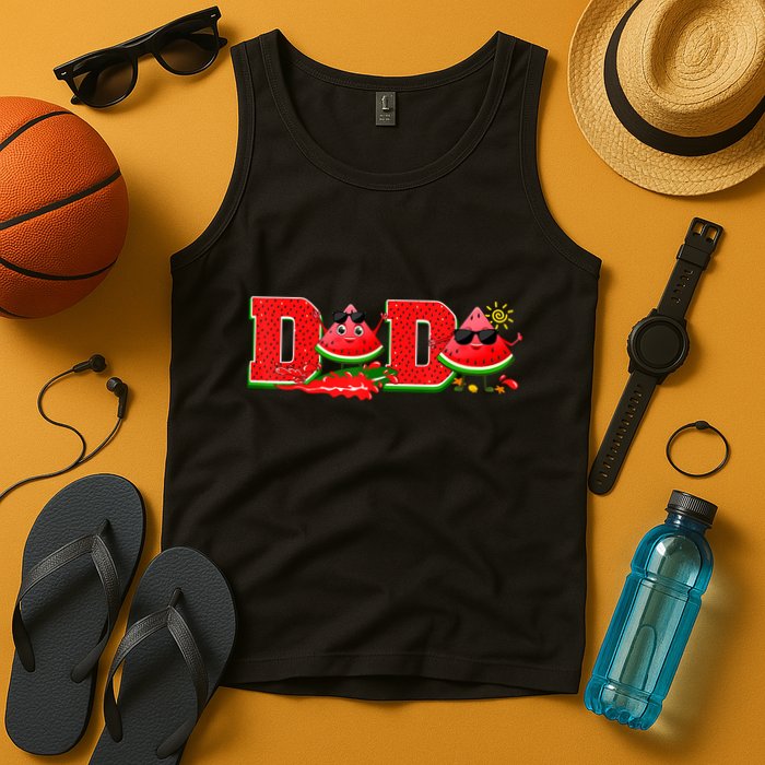 Funny Dada Family Matching Surfing Watermelon Summer Vibes Tank Top