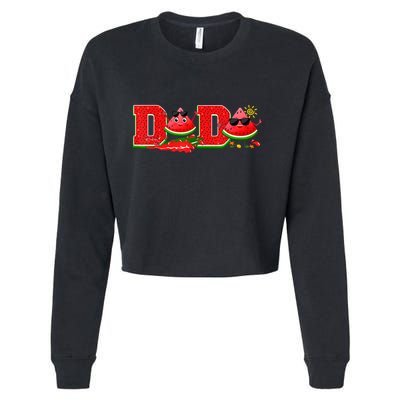 Funny Dada Family Matching Surfing Watermelon Summer Vibes Cropped Pullover Crew