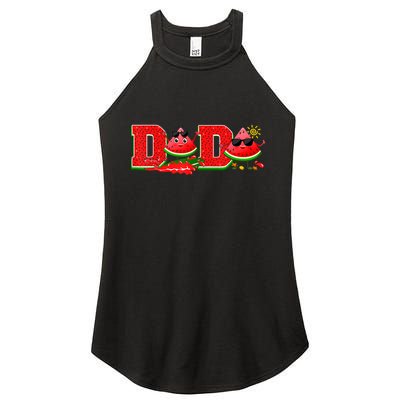 Funny Dada Family Matching Surfing Watermelon Summer Vibes Women's Perfect Tri Rocker Tank