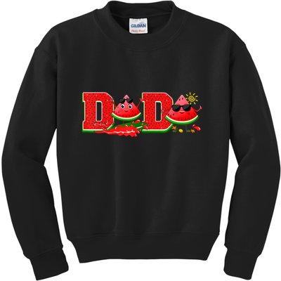 Funny Dada Family Matching Surfing Watermelon Summer Vibes Kids Sweatshirt