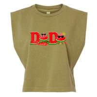Funny Dada Family Matching Surfing Watermelon Summer Vibes Garment-Dyed Women's Muscle Tee