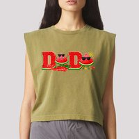Funny Dada Family Matching Surfing Watermelon Summer Vibes Garment-Dyed Women's Muscle Tee