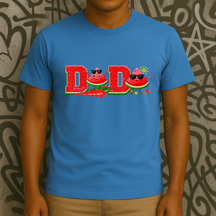 Funny Dada Family Matching Surfing Watermelon Summer Vibes T-Shirt
