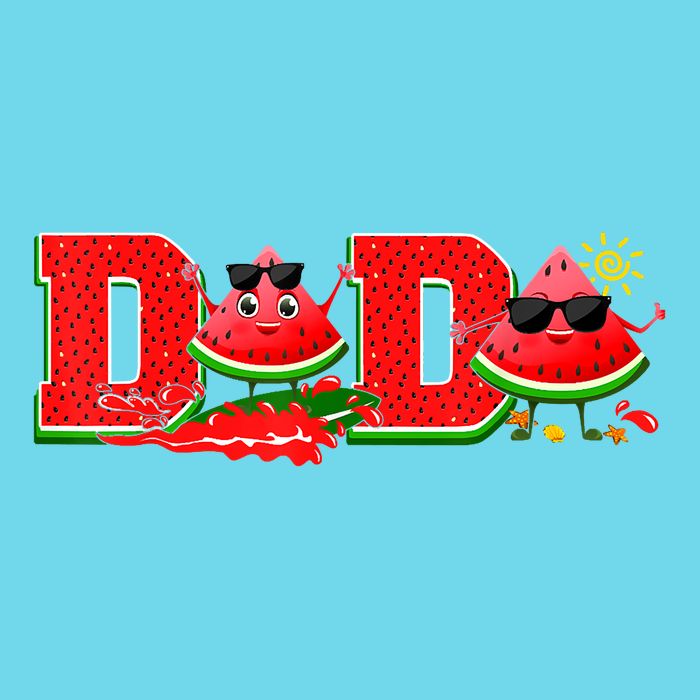 Funny Dada Family Matching Surfing Watermelon Summer Vibes T-Shirt