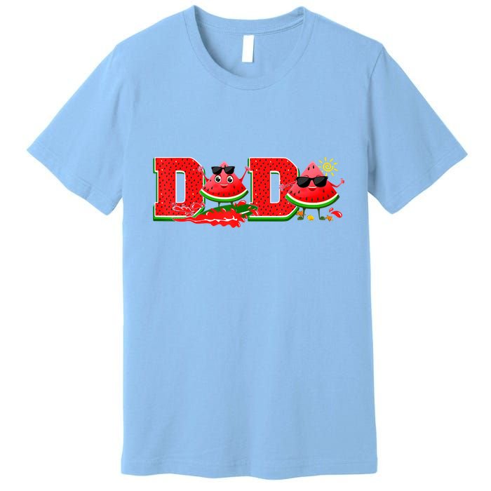 Funny Dada Family Matching Surfing Watermelon Summer Vibes Premium T-Shirt