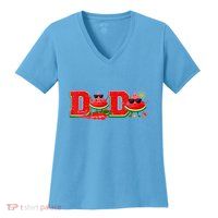 Funny Dada Family Matching Surfing Watermelon Summer Vibes Women's V-Neck T-Shirt