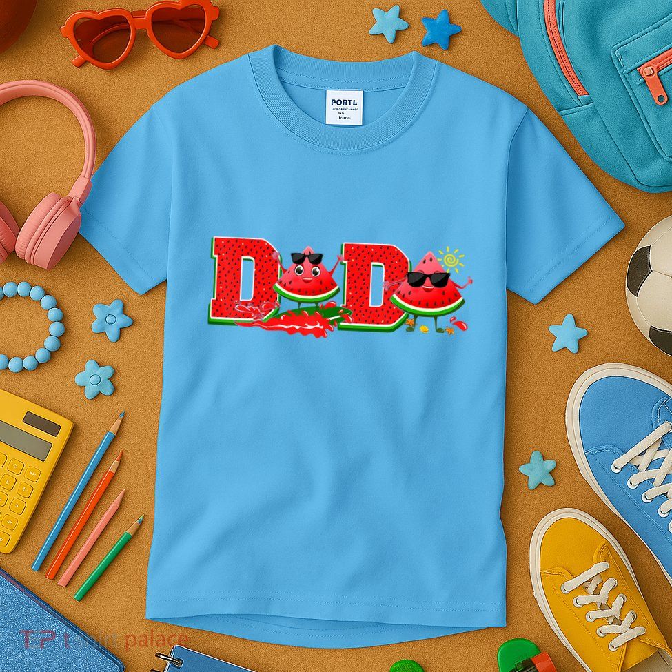 Funny Dada Family Matching Surfing Watermelon Summer Vibes Kids T-Shirt