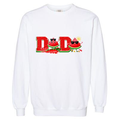 Funny Dada Family Matching Surfing Watermelon Summer Vibes Garment-Dyed Sweatshirt