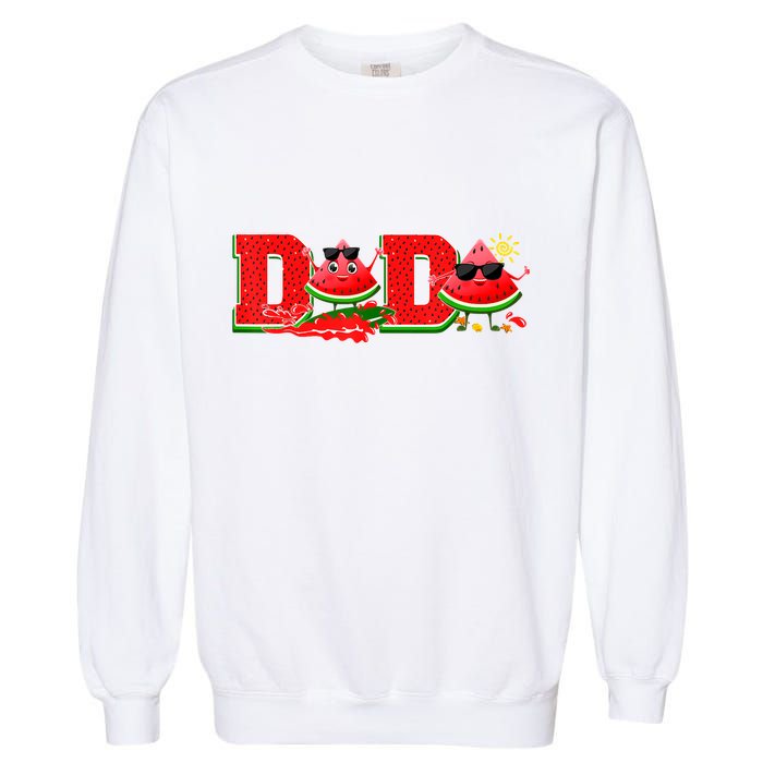 Funny Dada Family Matching Surfing Watermelon Summer Vibes Garment-Dyed Sweatshirt
