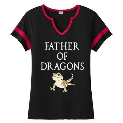 Funny Bearded  Dad Father Of Dragons Ladies Halftime Notch Neck Tee