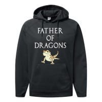 Funny Bearded  Dad Father Of Dragons Performance Fleece Hoodie