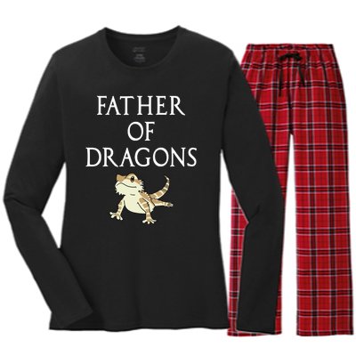 Funny Bearded  Dad Father Of Dragons Women's Long Sleeve Flannel Pajama Set 