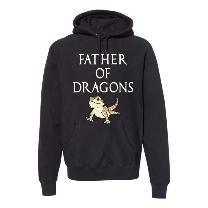 Funny Bearded  Dad Father Of Dragons Premium Hoodie