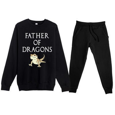 Funny Bearded  Dad Father Of Dragons Premium Crewneck Sweatsuit Set