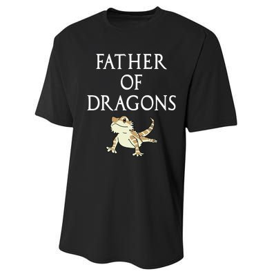 Funny Bearded  Dad Father Of Dragons Performance Sprint T-Shirt