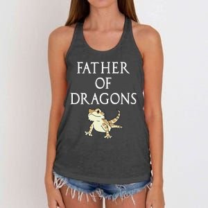 Funny Bearded  Dad Father Of Dragons Women's Knotted Racerback Tank