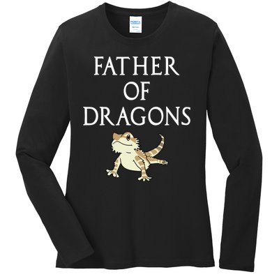 Funny Bearded  Dad Father Of Dragons Ladies Long Sleeve Shirt