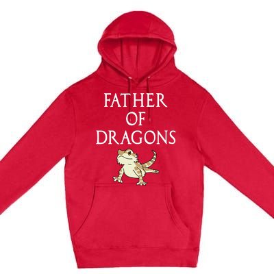 Funny Bearded  Dad Father Of Dragons Premium Pullover Hoodie