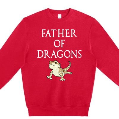 Funny Bearded  Dad Father Of Dragons Premium Crewneck Sweatshirt