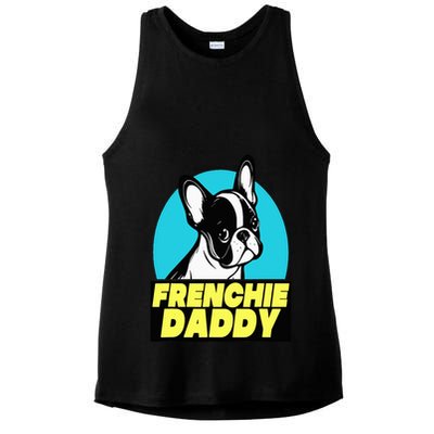 Frenchie Daddy  French Bulldog Dad Full Color Ladies PosiCharge Tri-Blend Wicking Tank