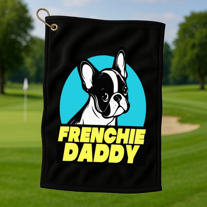 Frenchie Daddy  French Bulldog Dad Full Color Golf Towel
