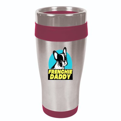 Frenchie Daddy  French Bulldog Dad Full Color 16oz Travel Tumbler