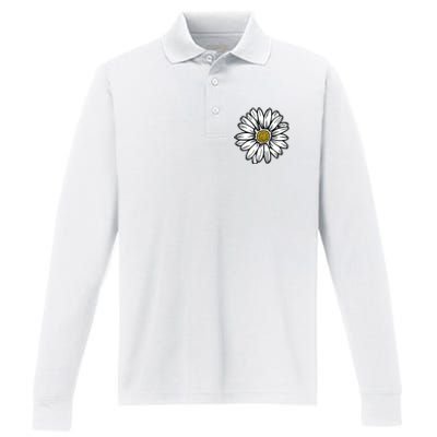 Flowers Daisy Performance Long Sleeve Polo