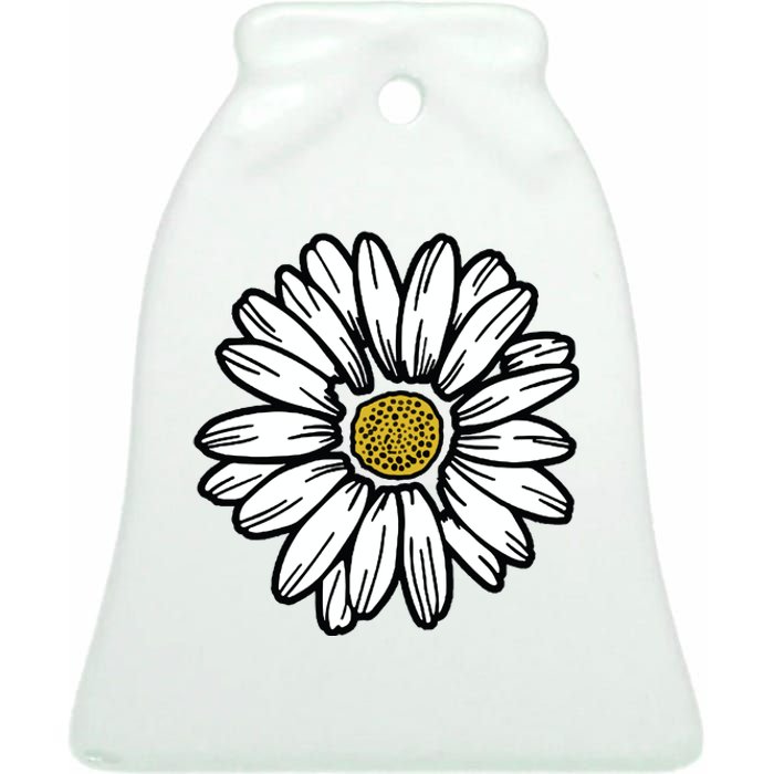 Flowers Daisy Ceramic Bell Ornament