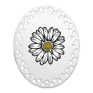 Flowers Daisy Ceramic Oval Ornament