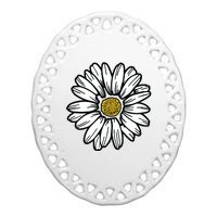 Flowers Daisy Ceramic Oval Ornament