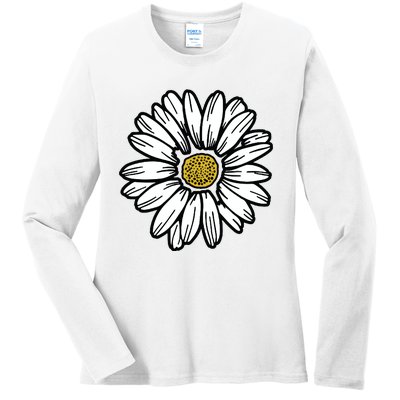 Flowers Daisy Ladies Long Sleeve Shirt