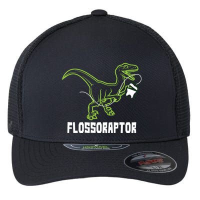 Flossoraptor Dinosaur Funny Pediatric Dentist Flexfit Unipanel Trucker Cap