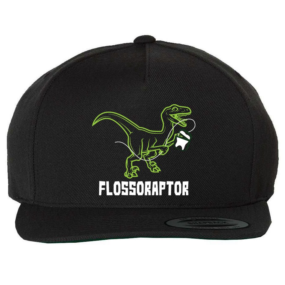 Flossoraptor Dinosaur Funny Pediatric Dentist Wool Snapback Cap