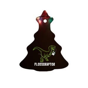 Flossoraptor Dinosaur Funny Pediatric Dentist Ceramic Tree Ornament