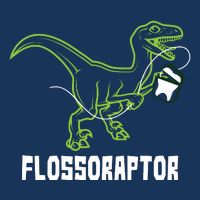 Flossoraptor Dinosaur Funny Pediatric Dentist Button