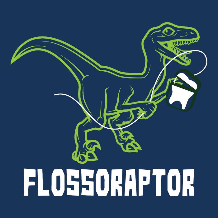 Flossoraptor Dinosaur Funny Pediatric Dentist Button