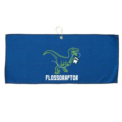Flossoraptor Dinosaur Funny Pediatric Dentist Large Microfiber Waffle Golf Towel