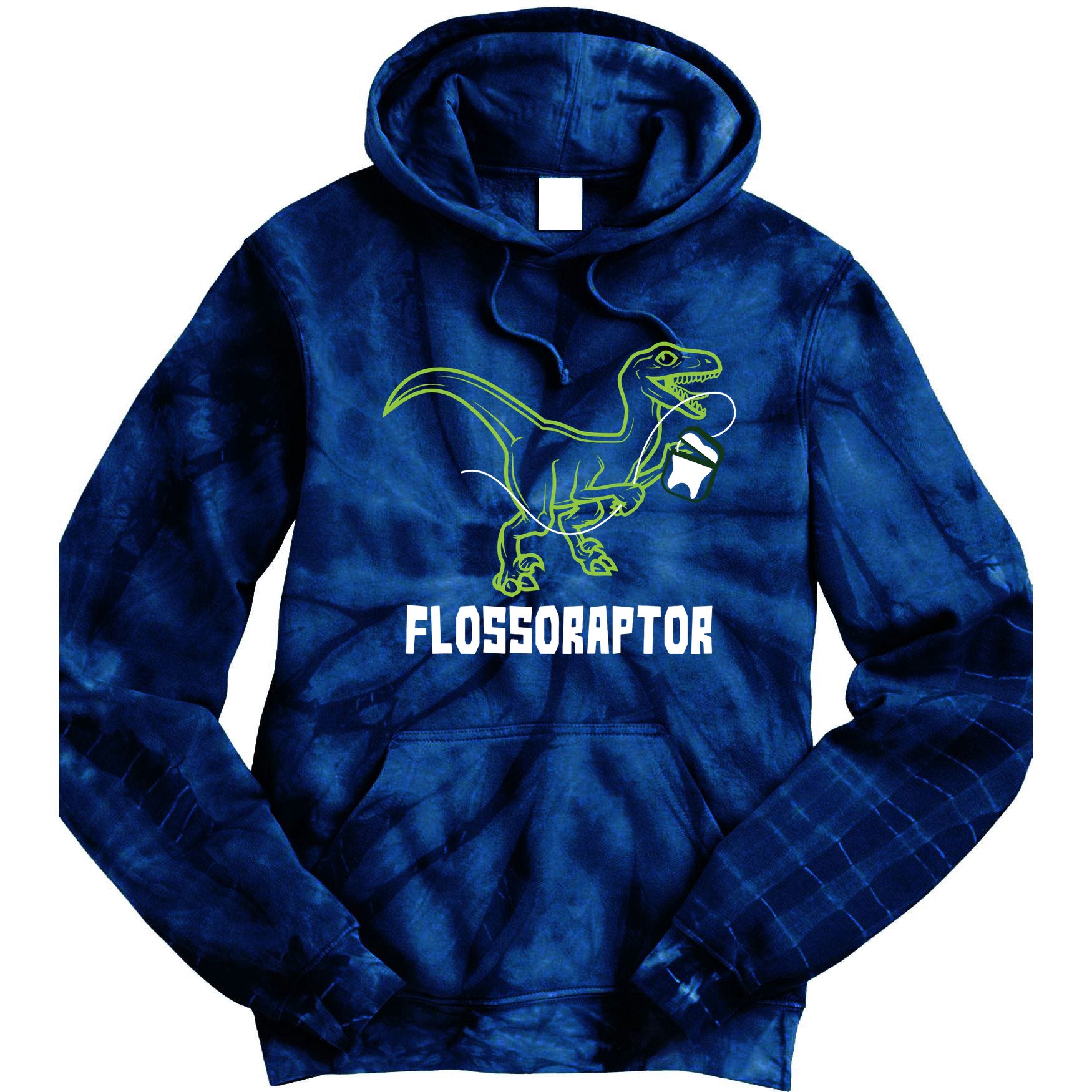 Flossoraptor Dinosaur Funny Pediatric Dentist Tie Dye Hoodie