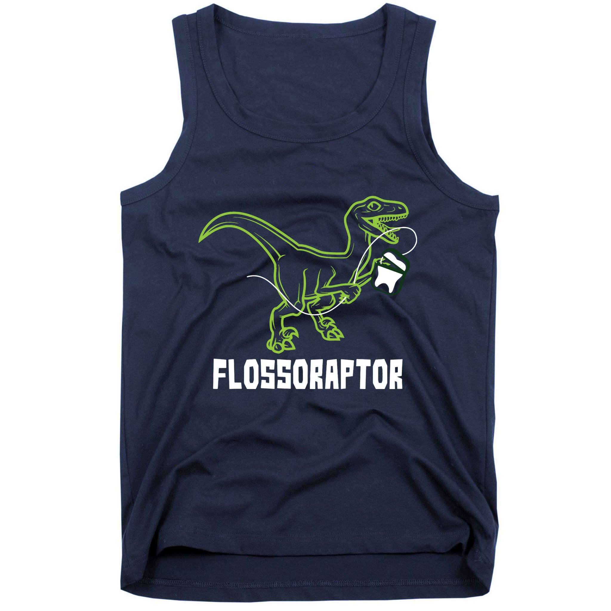 Flossoraptor Dinosaur Funny Pediatric Dentist Tank Top