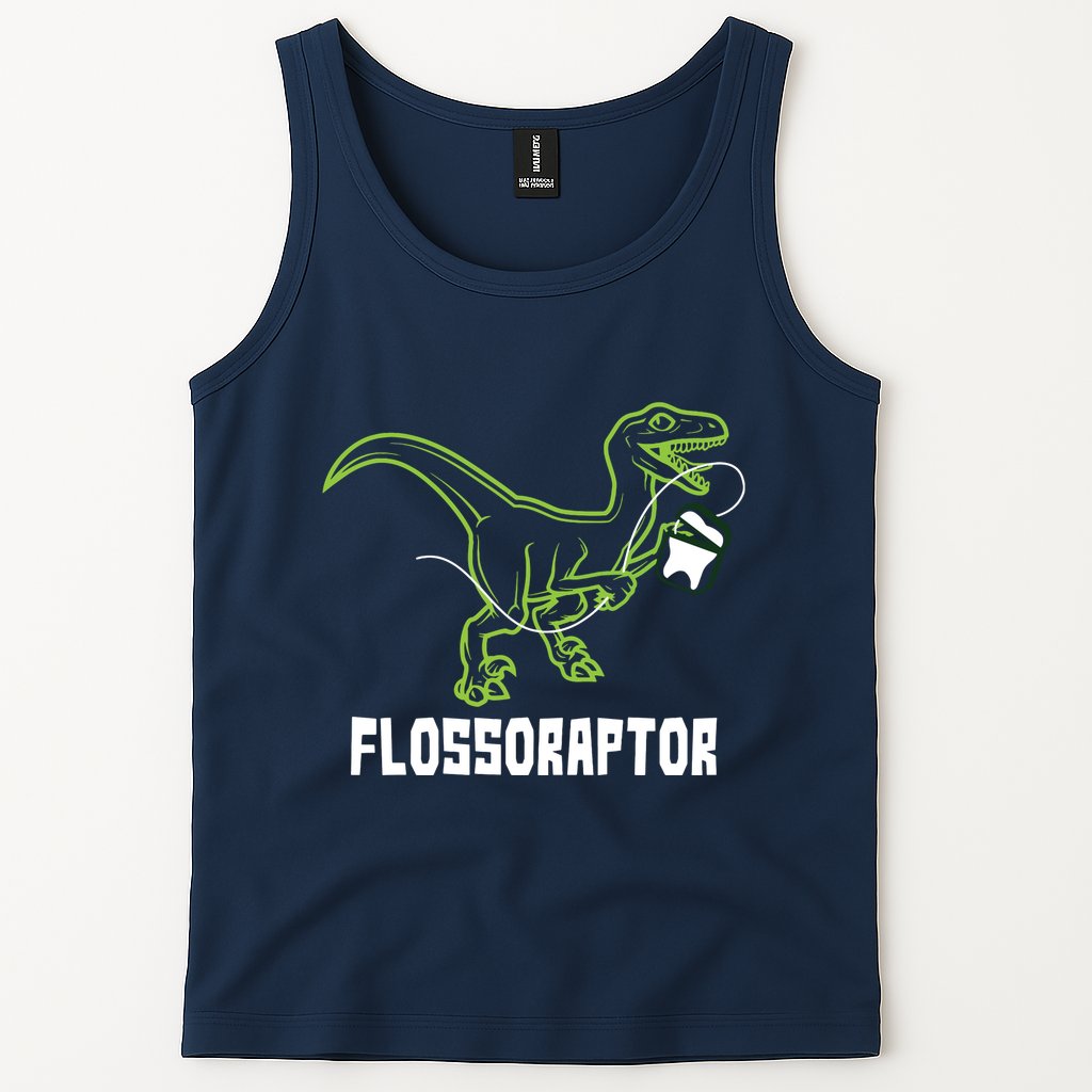 Flossoraptor Dinosaur Funny Pediatric Dentist Tank Top