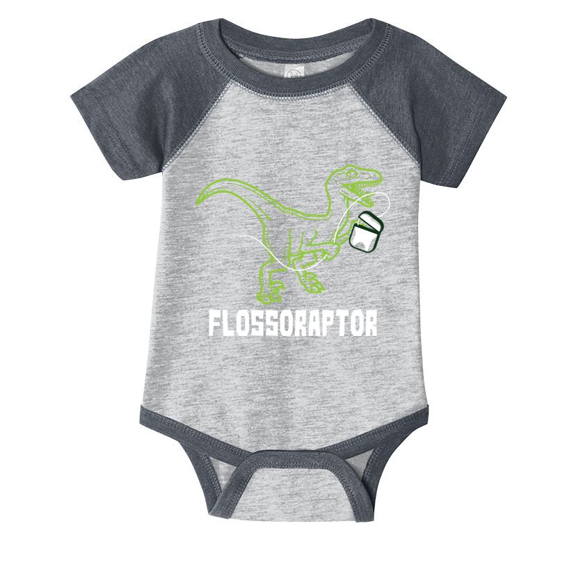Flossoraptor Dinosaur Funny Pediatric Dentist Infant Baby Jersey Bodysuit