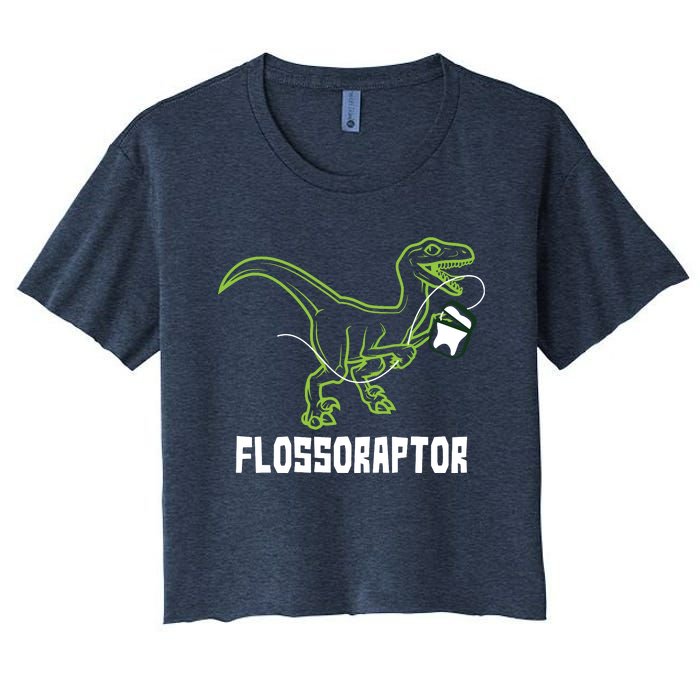 Flossoraptor Dinosaur Funny Pediatric Dentist Women's Crop Top Tee