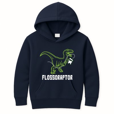 Flossoraptor Dinosaur Funny Pediatric Dentist Kids Hoodie