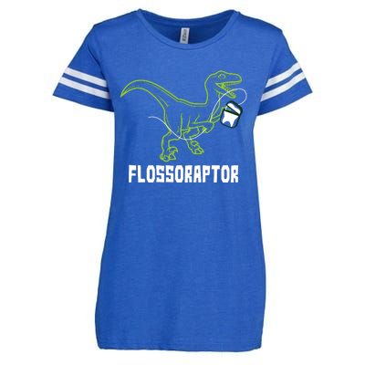 Flossoraptor Dinosaur Funny Pediatric Dentist Enza Ladies Jersey Football T-Shirt