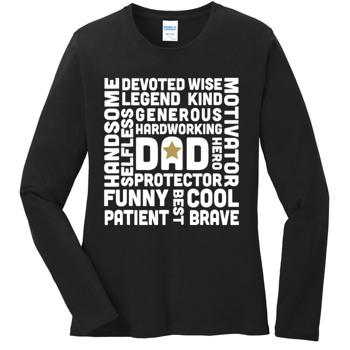 Father's Day For Dads Worlds Greatest Dad Proud Father Ladies Long Sleeve Shirt