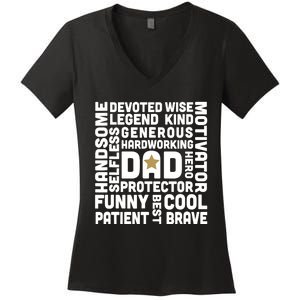 Father's Day For Dads Worlds Greatest Dad Proud Father Women's V-Neck T-Shirt