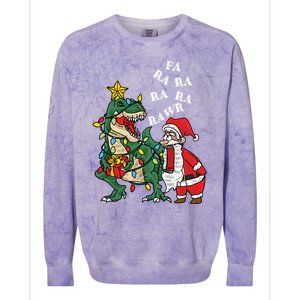 Funny Dinosaur Fa Ra Ra Rawr Rawr Christmas Funny Trex Xmas Gift Colorblast Crewneck Sweatshirt