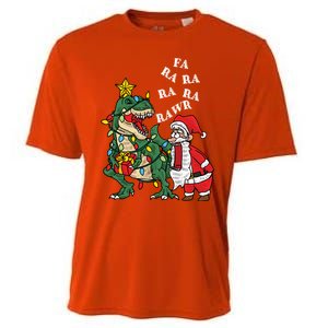 Funny Dinosaur Fa Ra Ra Rawr Rawr Christmas Funny Trex Xmas Gift Cooling Performance Crew T-Shirt