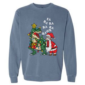 Funny Dinosaur Fa Ra Ra Rawr Rawr Christmas Funny Trex Xmas Gift Garment-Dyed Sweatshirt