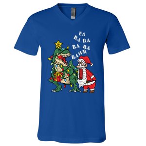 Funny Dinosaur Fa Ra Ra Rawr Rawr Christmas Funny Trex Xmas Gift V-Neck T-Shirt